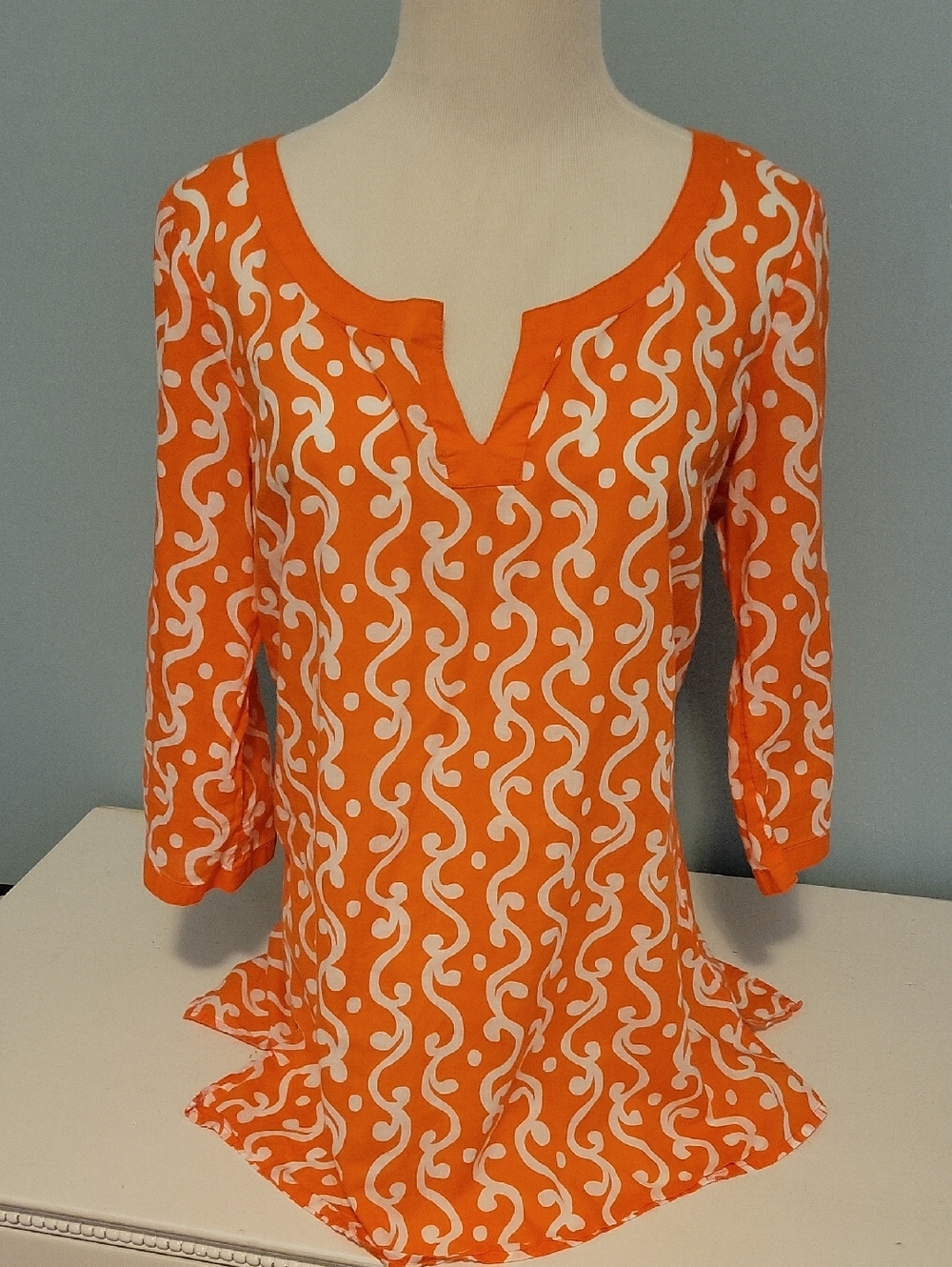 Old Navy Orange & White Printed Top